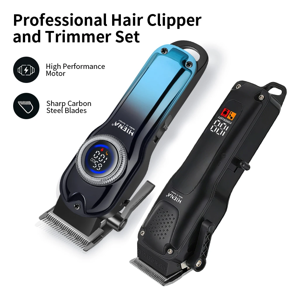 HIENA Full Barber Kit Cordless Hair Clipper Trimmer Shaver Nose Trimmer Complete Hair Cutting Tools Set For Men Salon Home Use