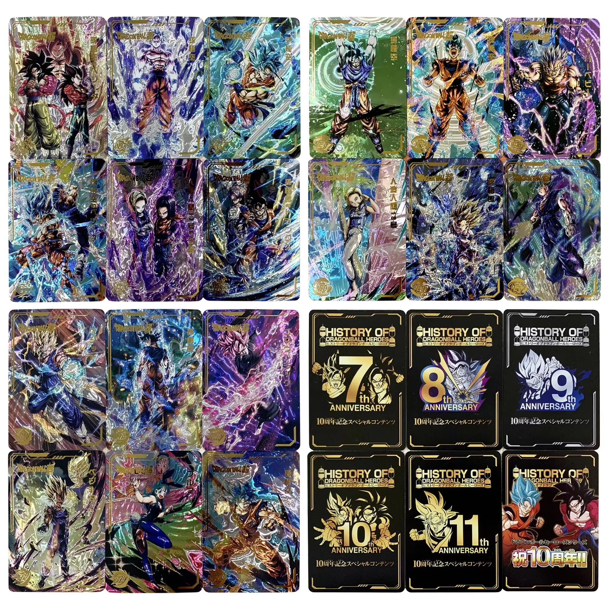 54 قطعة/المجموعة لعبة دراغون بول سوبر سايان جوكو فيغيتا جوهان ليزر الذهب الساخن فلاش بطاقة لعبة كلاسيكية أنيمي جمع بطاقات لتقوم بها بنفسك دمى هدايا