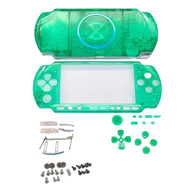 واضح الأخضر استبدال الجبهة الخلفية غطاء الواجهة ل PSP3000 PSP 3003 3002 3001 الإسكان شل مع إصلاح زر أطقم ملصق