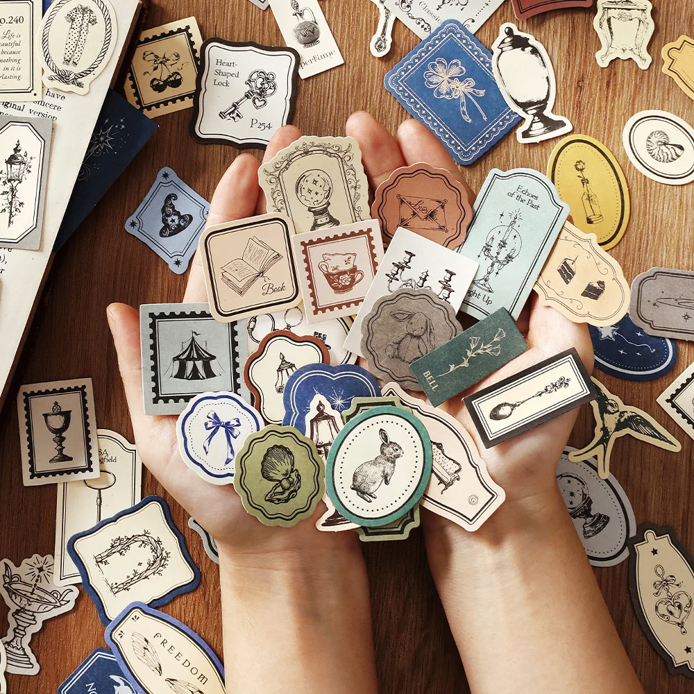 30pcs Creative Retro Label Decorative Paper Material Pack Art Journal Handmade DIY Scrapbooking Aesthetic Craft Paper