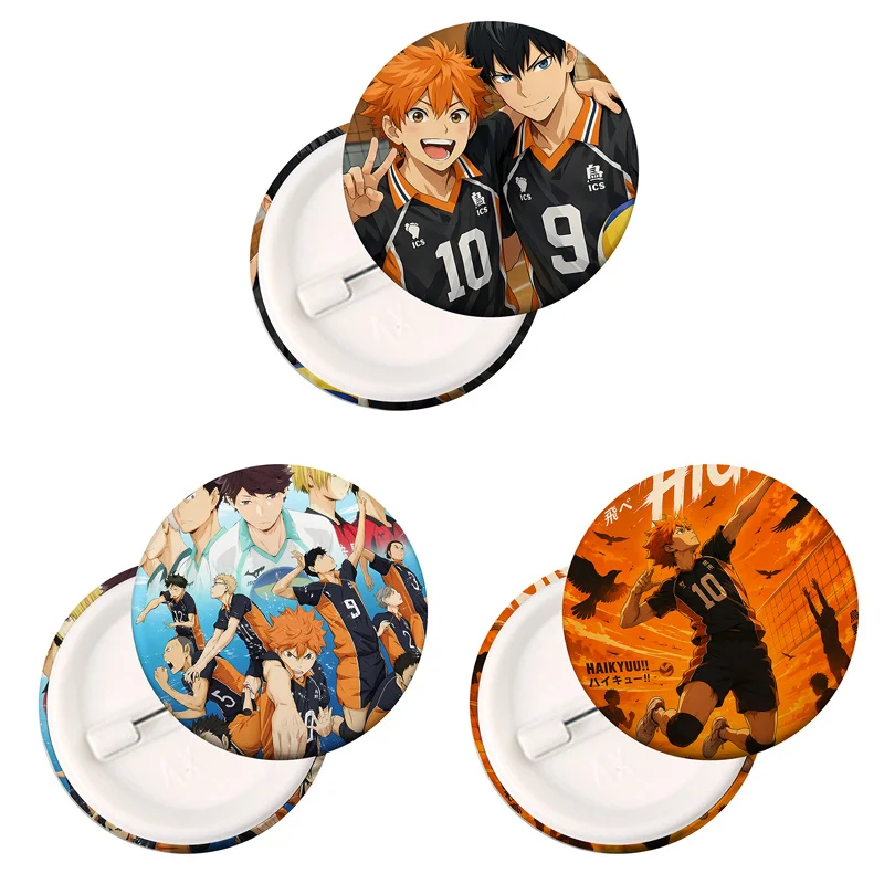Pin de plástico de personaje de anime Haikyuu, emblema de dibujos animados de voleibol para mochilas, ropa, accesorios, regalo de exhibición
