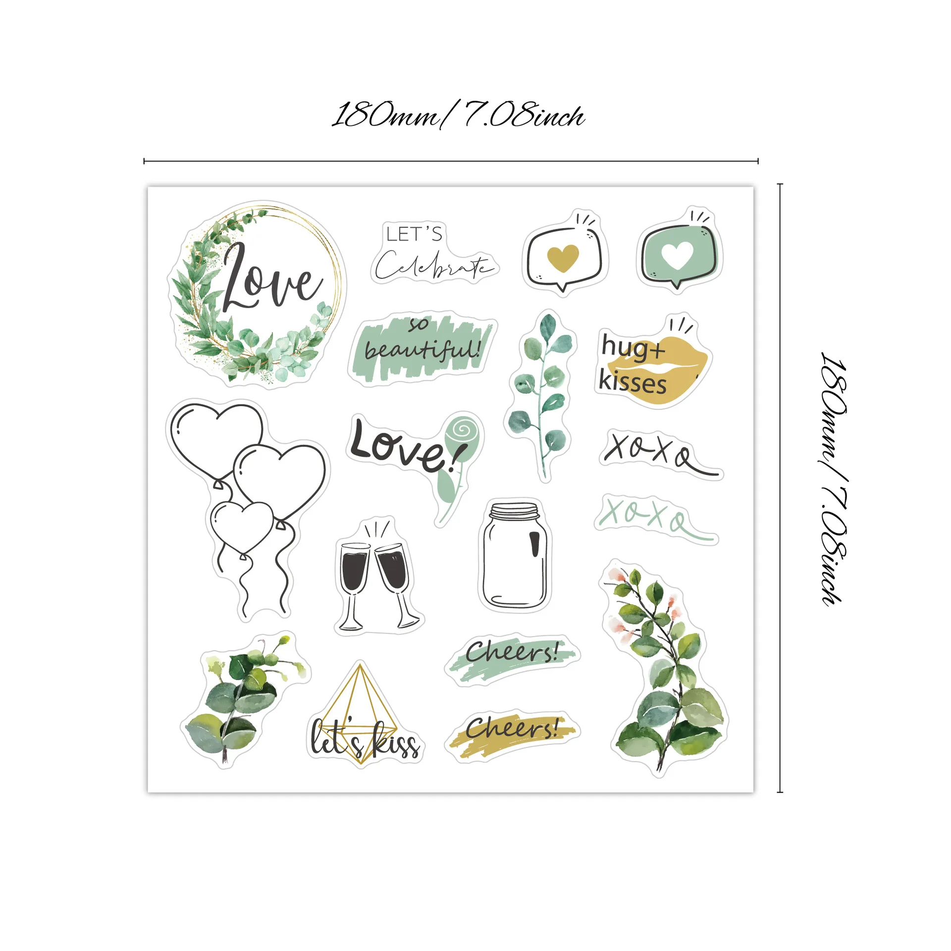 4pcs Wedding Decoration Stickers, Graduation Message Book Decoration Stickers, Suitable for Wedding Scene Decoration