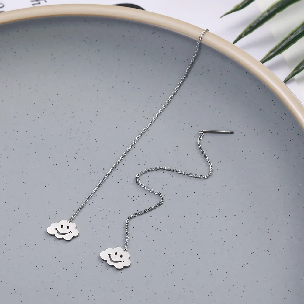 Cazador New Geometric Drop Earrings for Women Girls Cup Cloud Moon Star Dangle Earrings Stainless Steel Jewelry Gift Wholesale