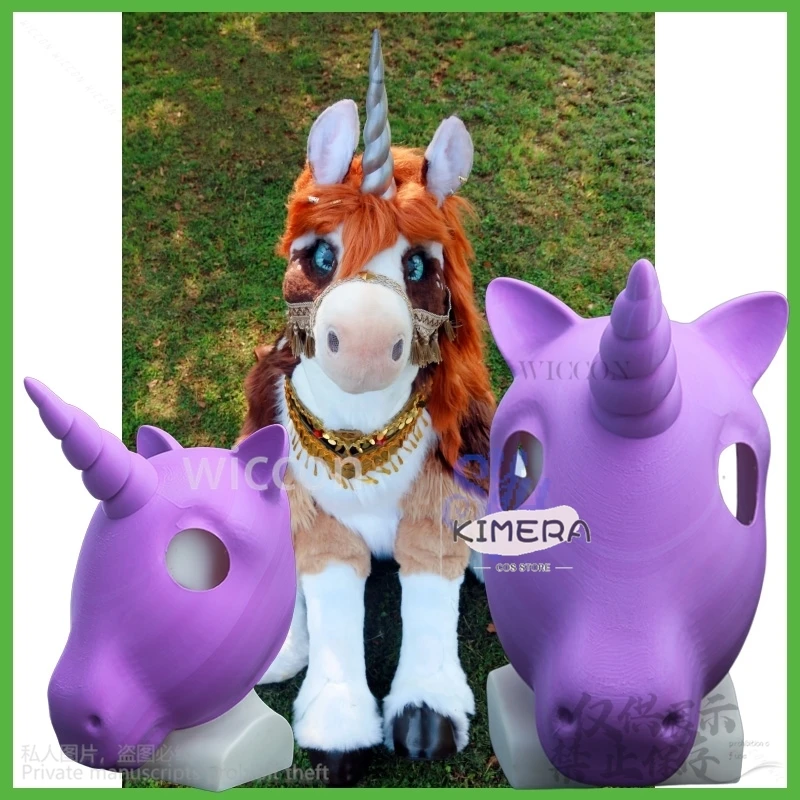 

Furry Furrsuit Kawaii 3D Polylactic Acid Head Base Skull Cute Mask Anime Unicorn Cosplay Headwear DIY Accessories Cos Customized