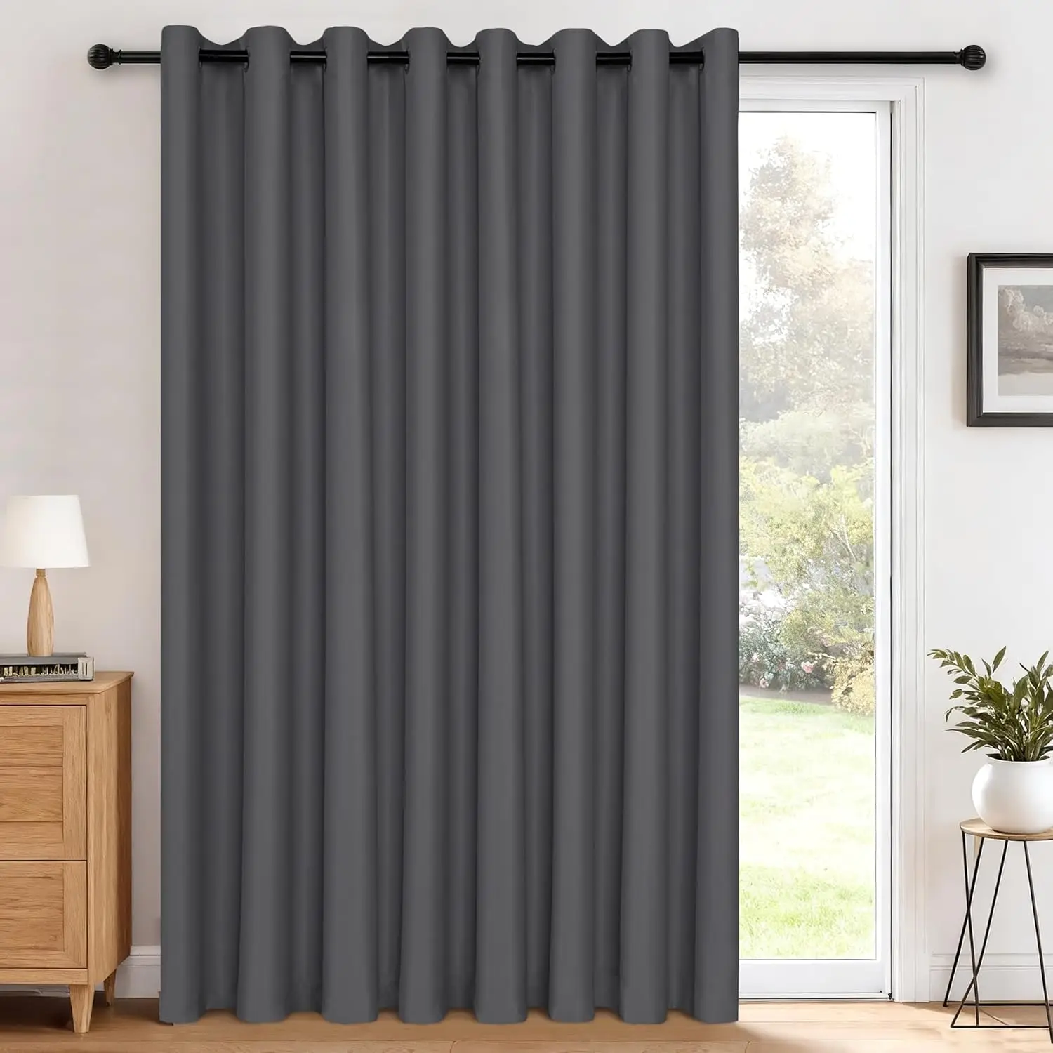 

Extra Wide Blackout Curtain Panel for Room Divider, 15ft Wide x 9ft Tall Grommet Patio Sliding Door Curtains for Thermal