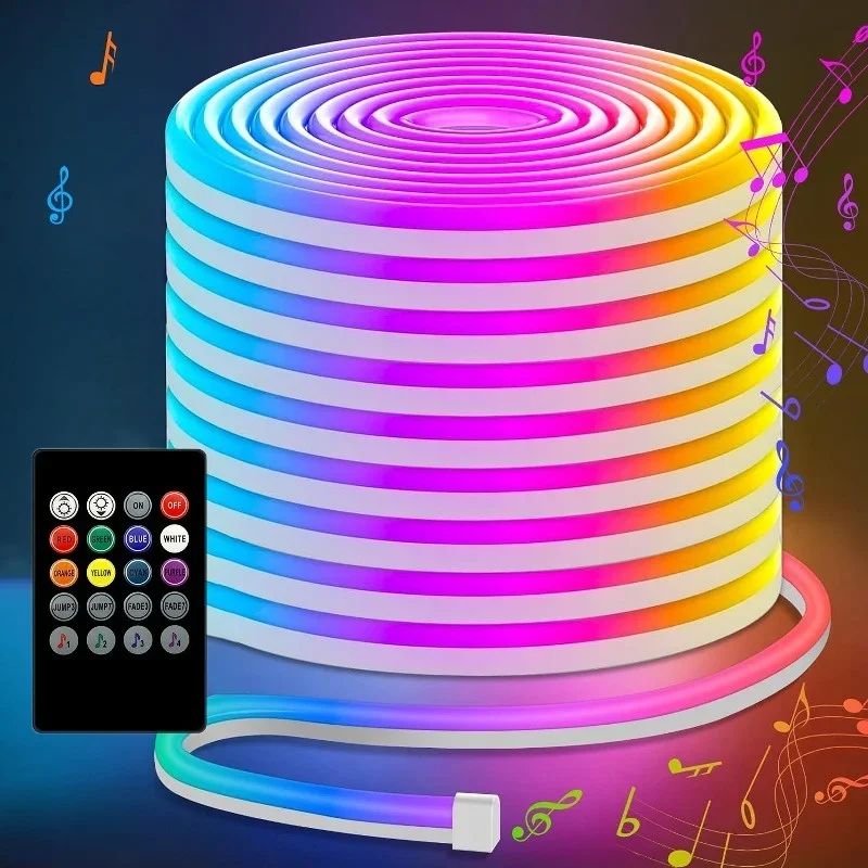 Flexible LED light strip, 5V low voltage, DIY shapes, comes with 20-key music remote control, music-synchronized light strip