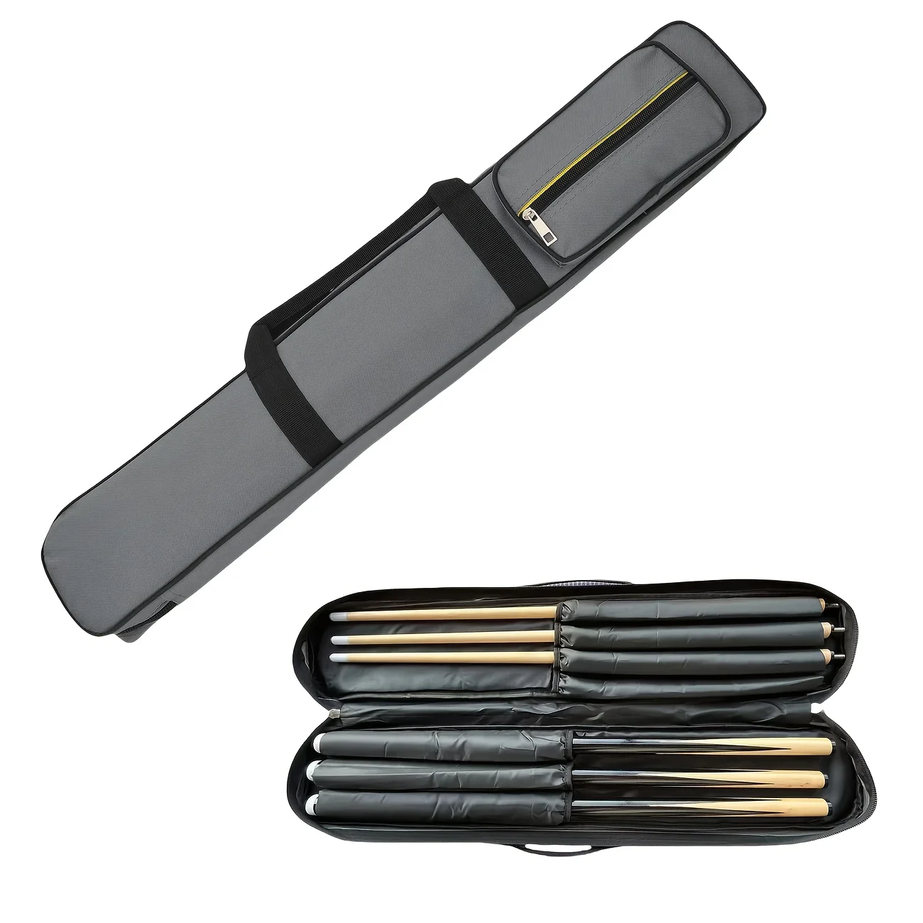 4 قطع من غطاء البلياردو الفاخر من قماش أكسفورد مع جيب بسحاب، تصميم ذو 7 فتحات يمكن أن يستوعب 3 رؤوس و4 أعواد جديلة