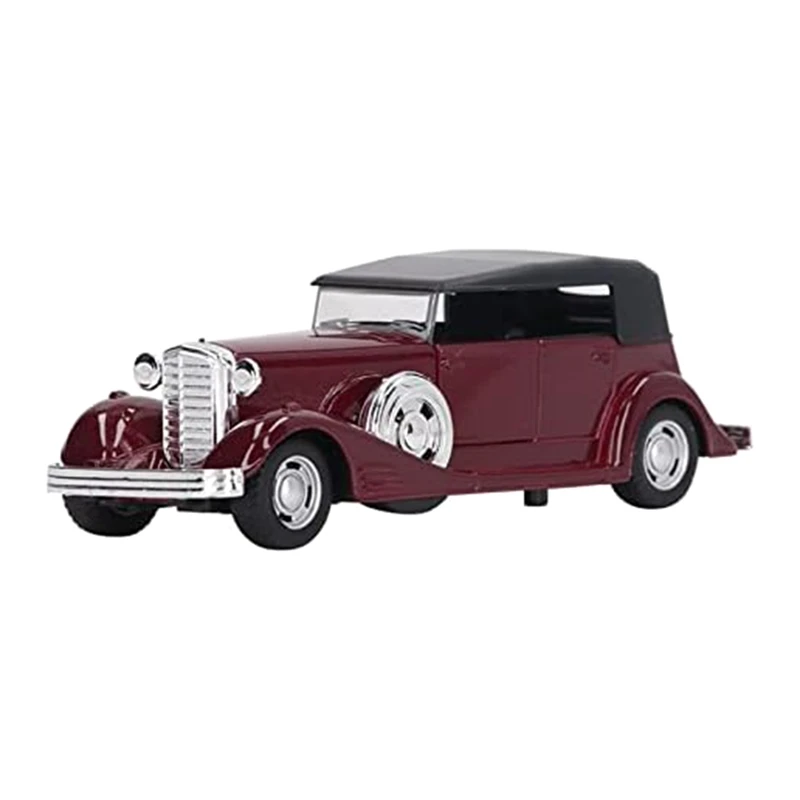 Vintage Car Model, Pullback Mini Car Model Antique Alloy Authentic For Transport Collectors For Bookcase Durable Wine Red