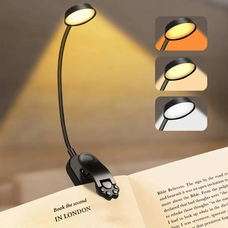 

LED Book Night Light 3 Color Adjustable USB Recharge Foldable Clip-On Study Reading Lamp For Travel Bedroom Dormitory Reading