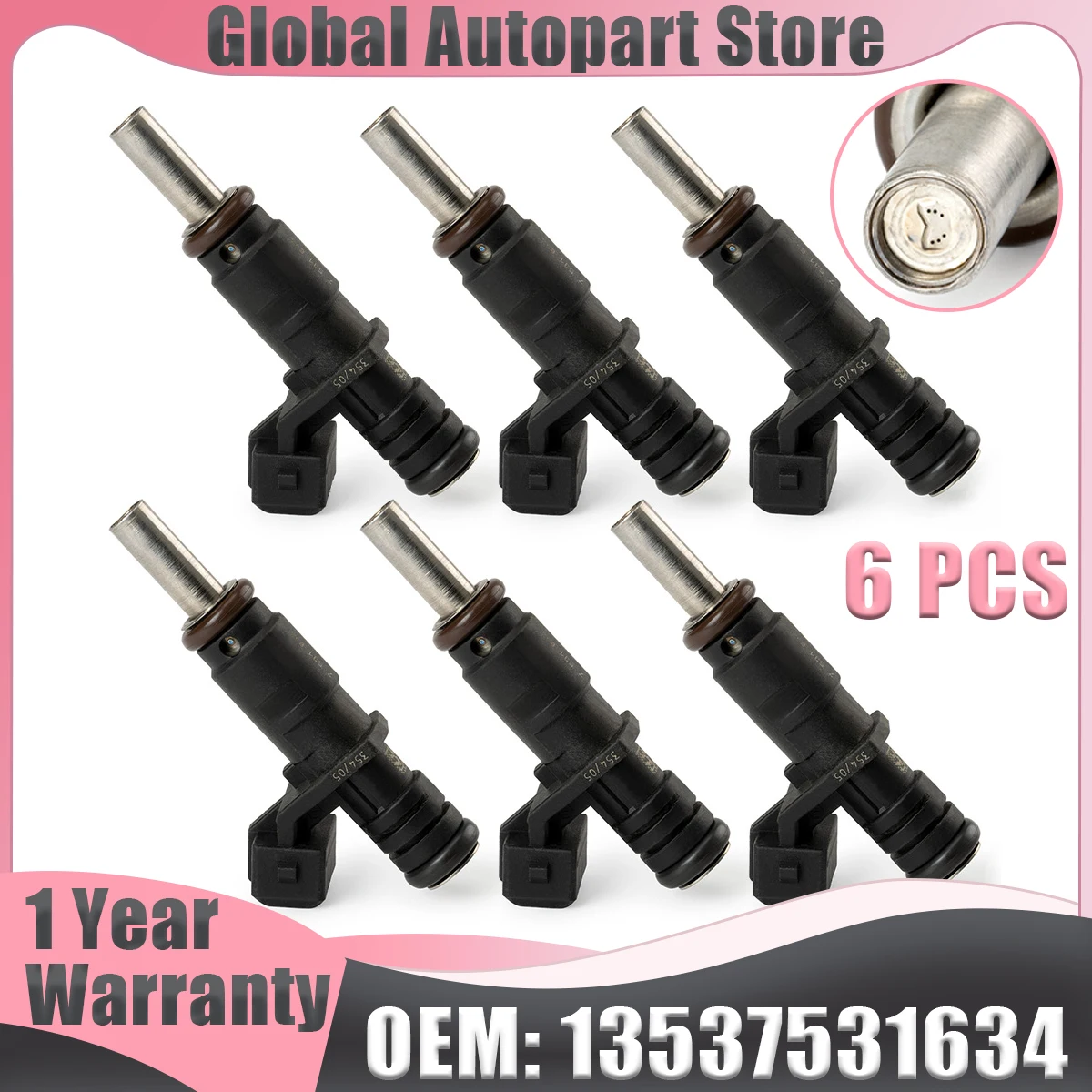 

6x Fuel Injectors For BMW 328i X3 X5 Z4 128i 528i 525i 530i 325i 330i Refurbished OEM# 13537531634 7531634 1353 7 531 634 FJ748