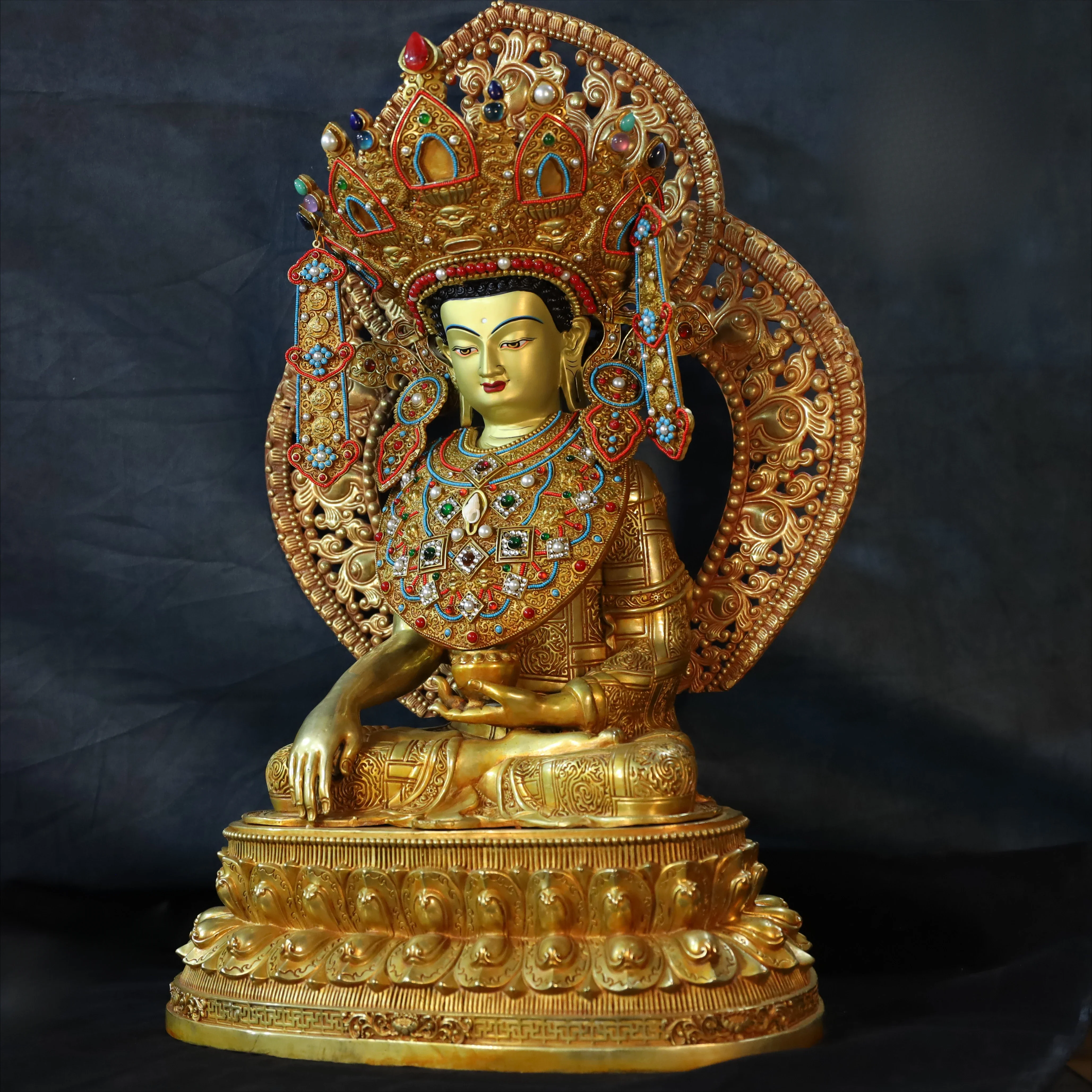 Estatua de Buda de piedras preciosas Boutique Shakyamuni Amitabha Power, templo budista, adoración del Altar del hogar, protección efectiva, 50CM, grande