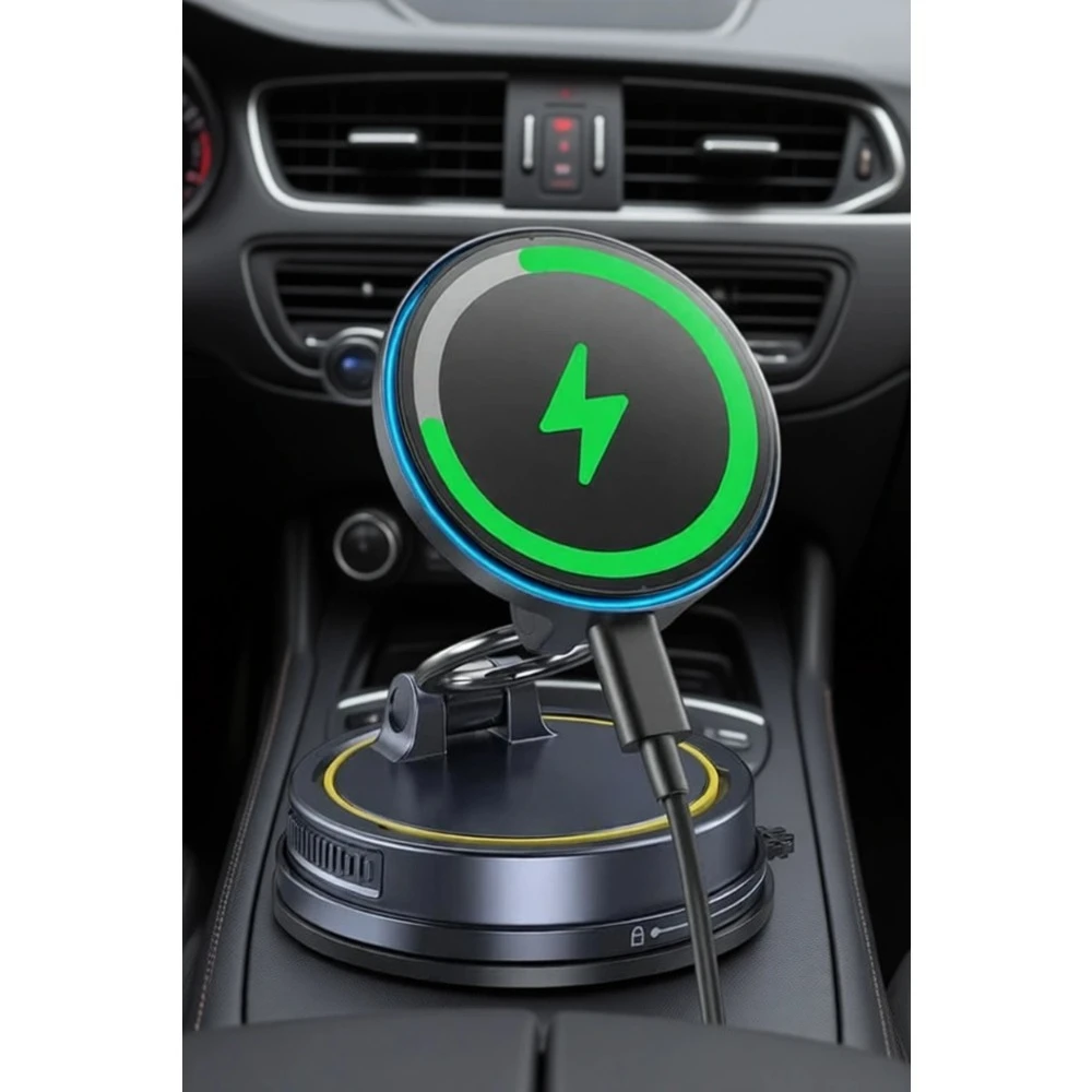 

15W Magnetic Wireless Car Charger 720° Adjustable 119LBS Suction Foldable Reusable Gel Mount for 13 to 17 Phones