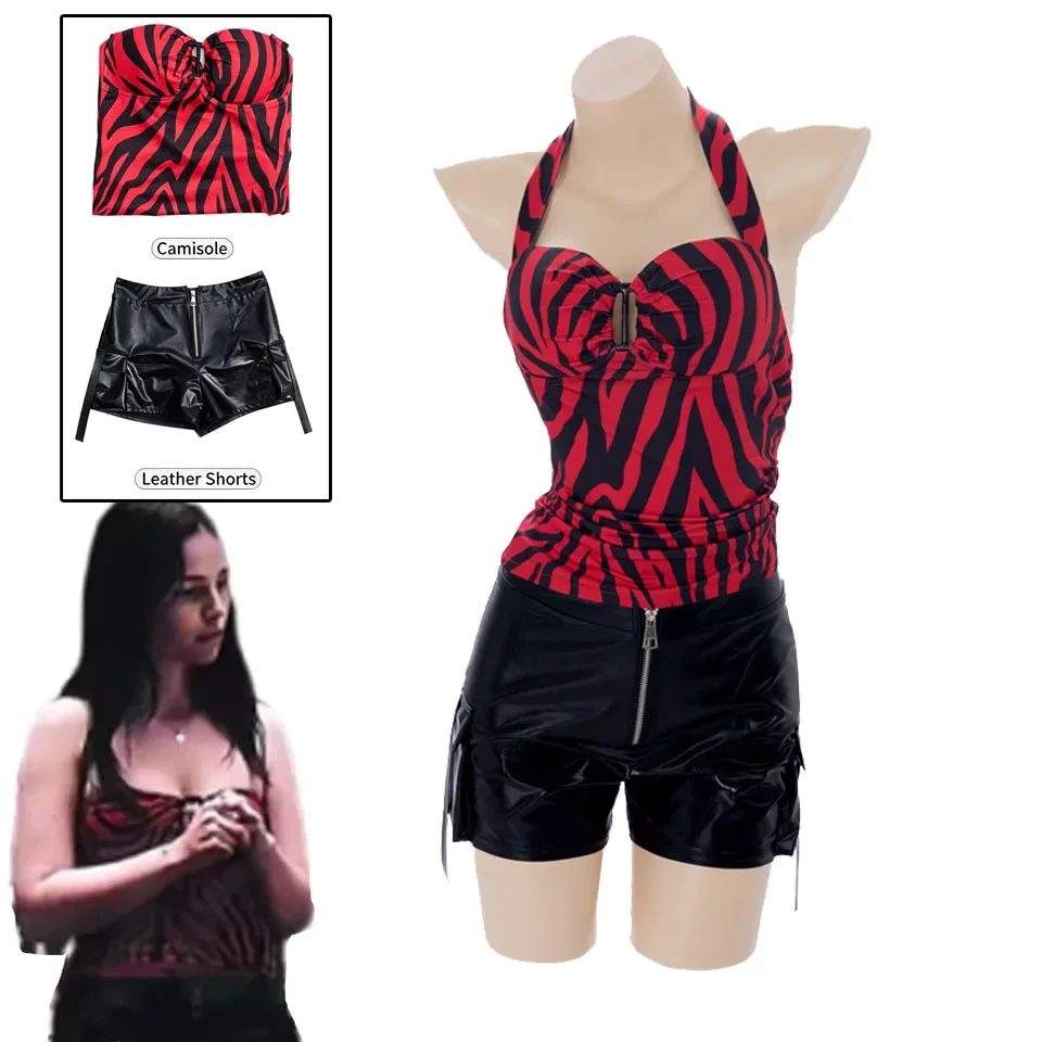 Obsession Nikki Freeman Kostüm für Damen Cielo Mesh Neckholder-Top Rotes Zebra Horror-Film Cosplay Outfit Halloween-Kostüm