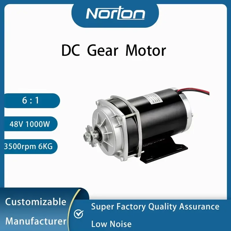 1000W 48V DC Electric Motor with Gearbox Permanent Magnet Brush Commutation for Tricycle High Torque Speed Controller