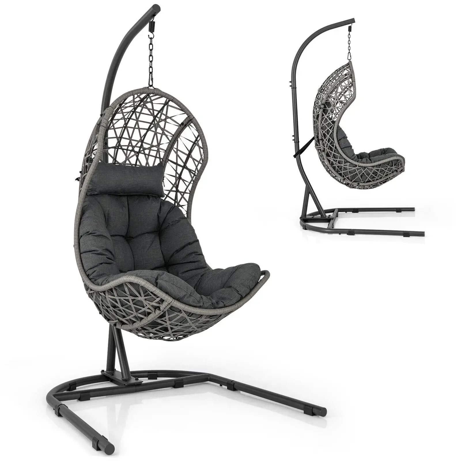 

Customizable Hanging Egg Chair Indoor Outdoor Patio Wicker Hammock Chair