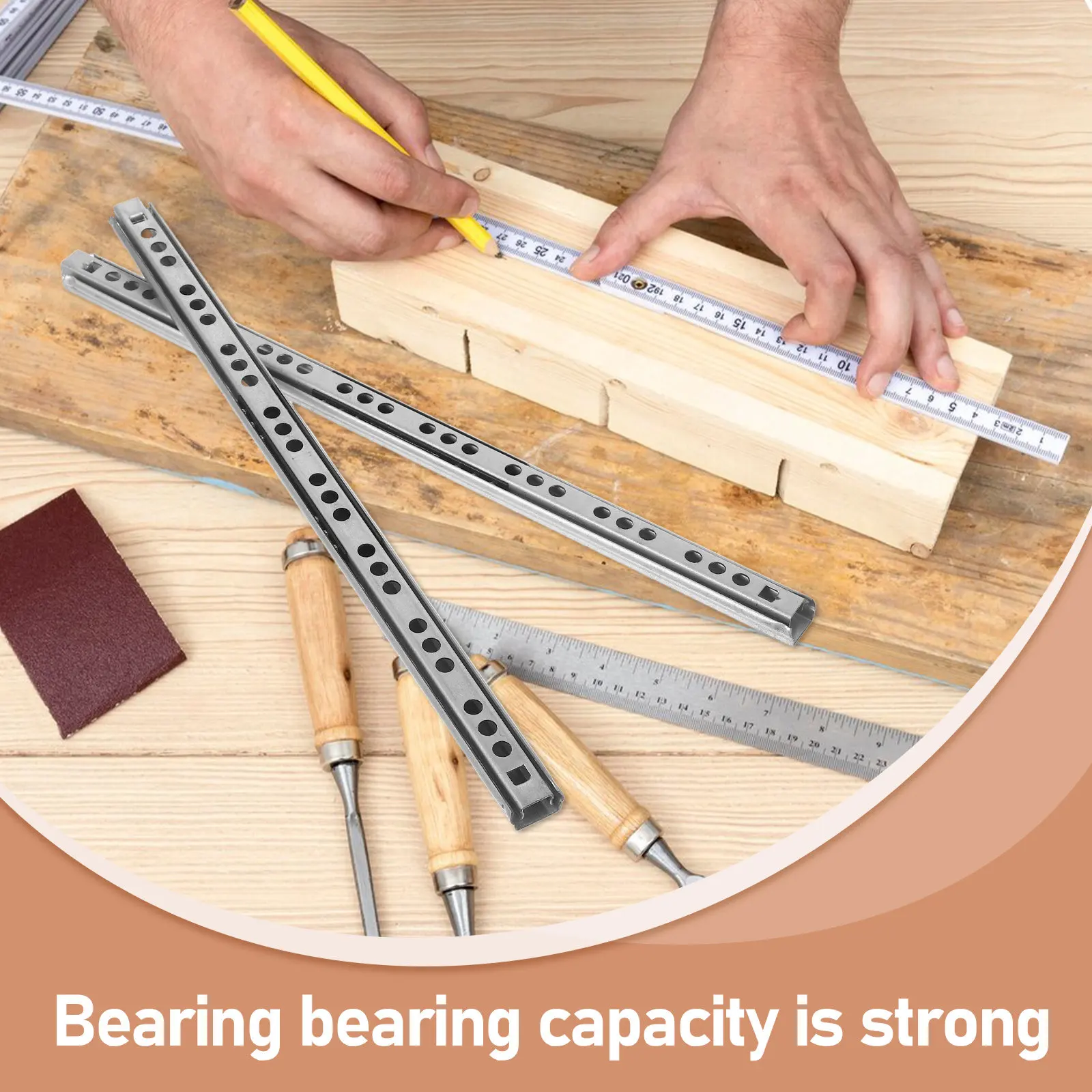 4Pairs Drawer Slide Rails Smooth Bearing Full Extension Kitchen Cabinet Drawer Tracks Soft Close Locking Slide Rail