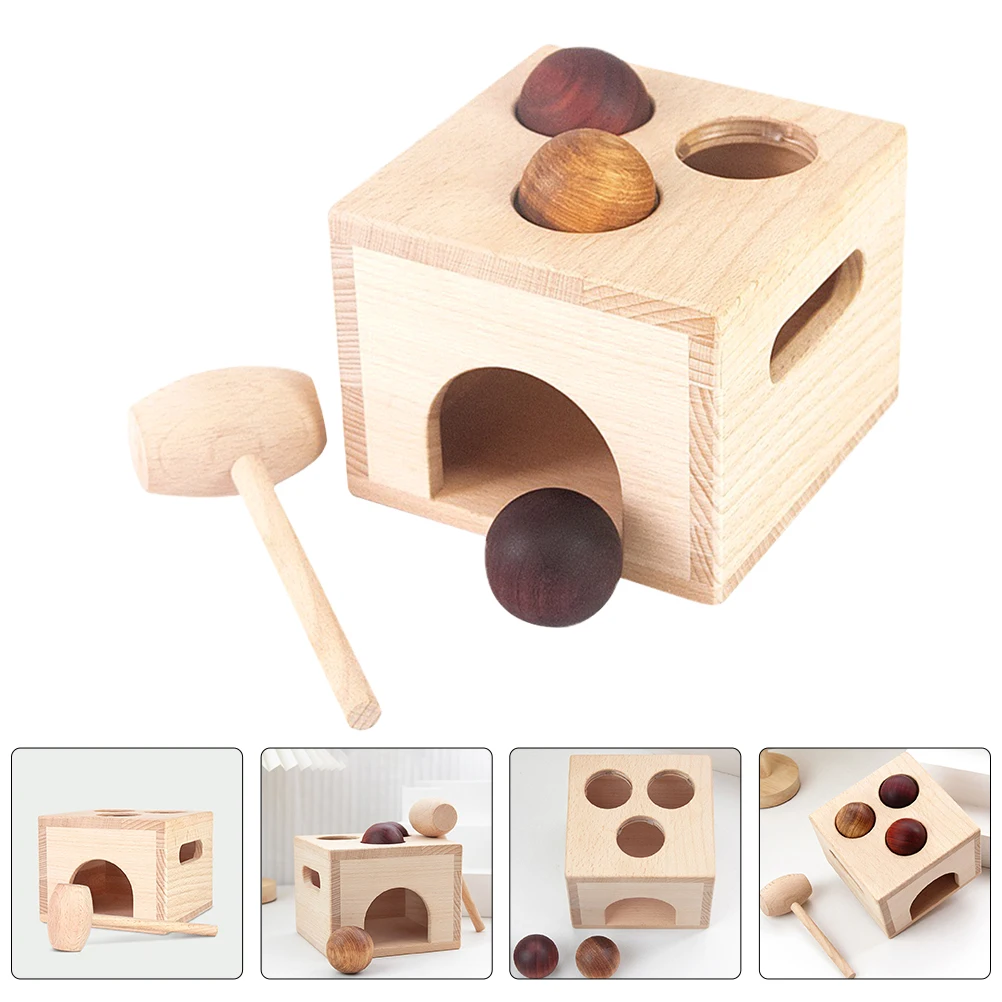 1 set 1 Set Of Wooden Knock Hand Eye Coordination Educational Plaything For Kids Cognitive Training Wood Hammer Beat