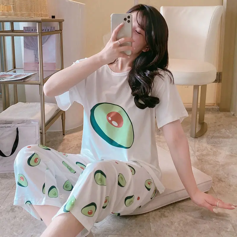 New Cartoon Snow White Korean Cotton Pajamas Set for Women Short Sleeved Summer Spring Loungewear Fashion Home Clothing Homewear