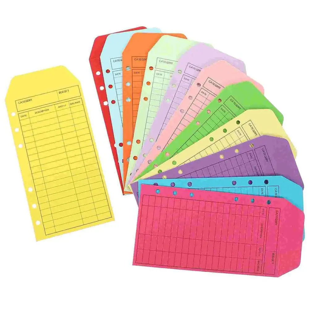 12pcs/set Colorful Loose Leaf Budget Envelope Thickened Cardstock Cash Envelope Reusable Portable Budget Planner Daily Expenses