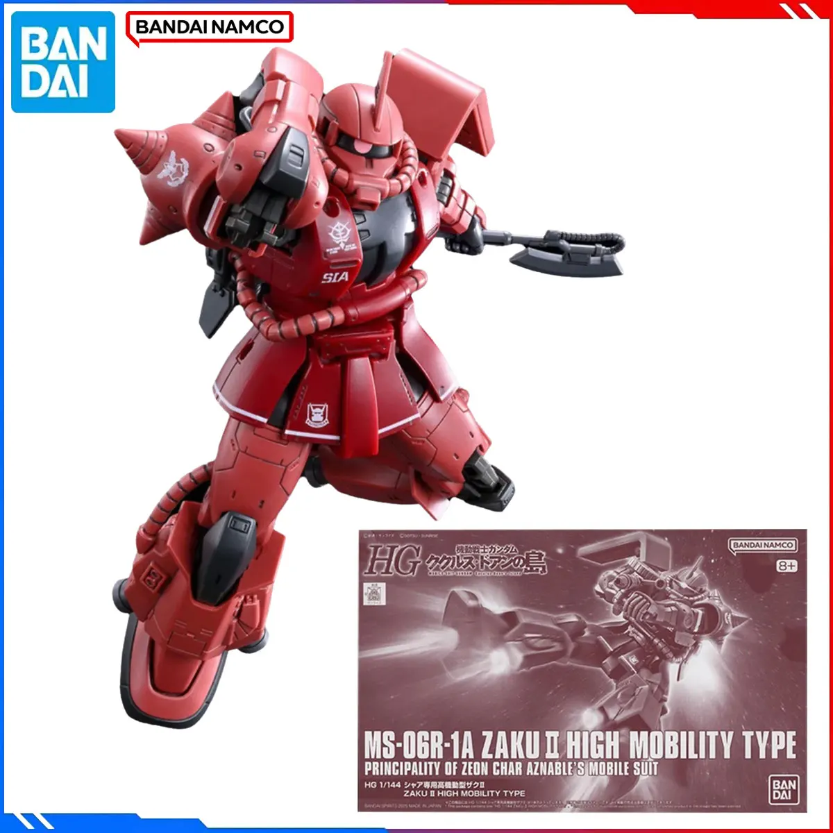 

Genuine Bandai Original Gundam Figure Model Kits HG 1/144 MS-06R-1A Anime Figures Zaku II High Mobility Type Action Model Toys