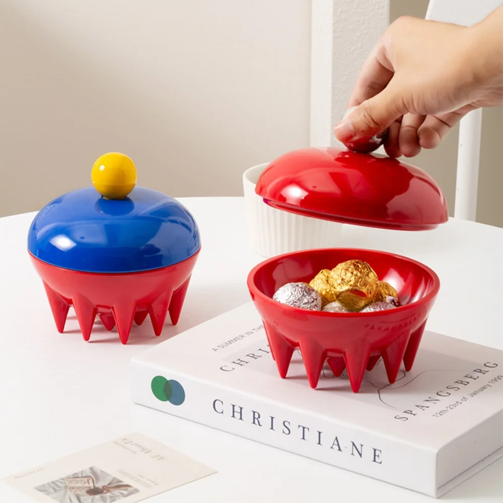 Candy Color Ceramic Fruit Bowl Jellyfish Decorative Candy Jar Storage Jar with Lids Desk Decoration Jewelry Box Cosmetic Contain