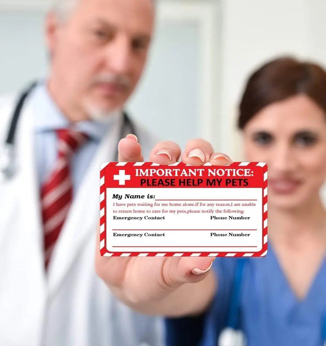 2 Pcs Dogs & Cats are Home Alone Alert Emergency Card and Key Tag with Emergency Contact Call Card Contact Wallet Card