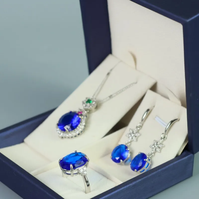 

Натуральный модный изысканный элегантный темпераментный женский синий костюм