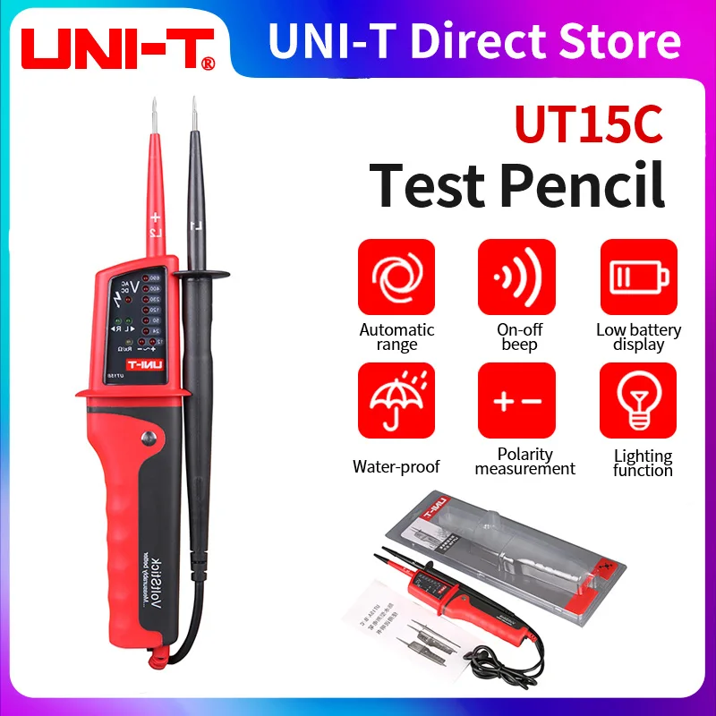 UNI-T UT15C Waterproof Digital Voltage Meter 24V~690V AC/DC Voltage Testers LCD Display Auto Range Phase Rotation voltage tester