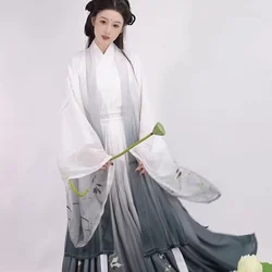 Men Women Crane Hanfu Traditional Chinese Weijin Period Long Skirt Clothing Vintage Lovers Couple Stage Street Cosplay Costume