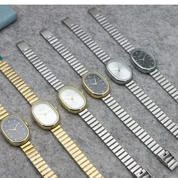 Fashion Luxury Women Quartz Watch Girl Student Wristwatch Stainless Steel Oval Small Dial Bamboo Strap Relogio