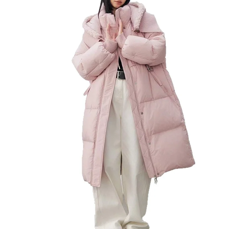 Lange Daunenjacke für Damen für Herbst/Winter – modischer, übergroßer, verdickter, warmer, vielseitiger Mantel im neuen Stil, trendig