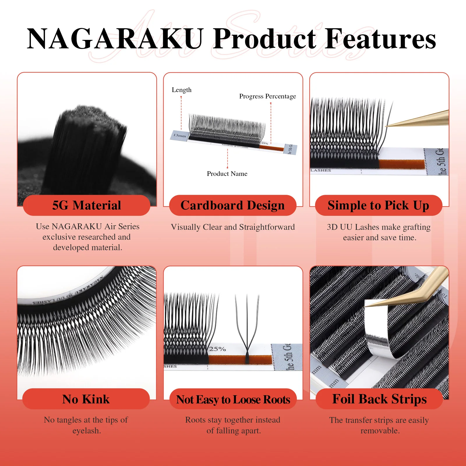 NAGARAKU U-förmige Wimpern Wimpernverlängerungen 2D 3D UU YY Wimpern in U-Form Natürliche Weiche Vorgefertigte Fächerwimpern – Detail 10