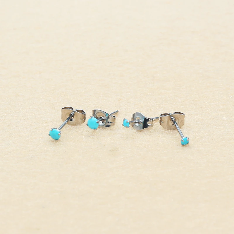 2-3mm Mini II Grüner Stein Edelstahl Ohrstecker Viraler Ästhetischer Schmuck Grenzüberschreitender Bestseller – Detail 1