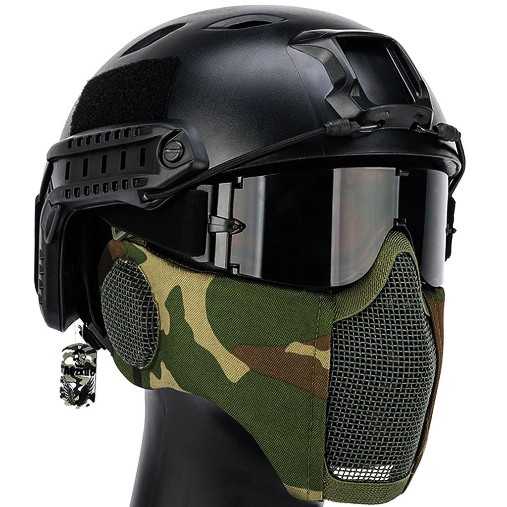 Airsoft Helmet Sets, with Steel Mesh Mask And Three-Color Goggles Tactical Paintball Protective Gear, for Outdoor Hunting