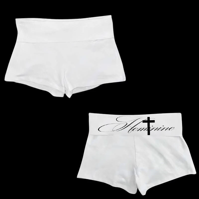 Korean Y2K women's white slim fit shorts, casual and simple, versatile and sexy shorts for daily wear