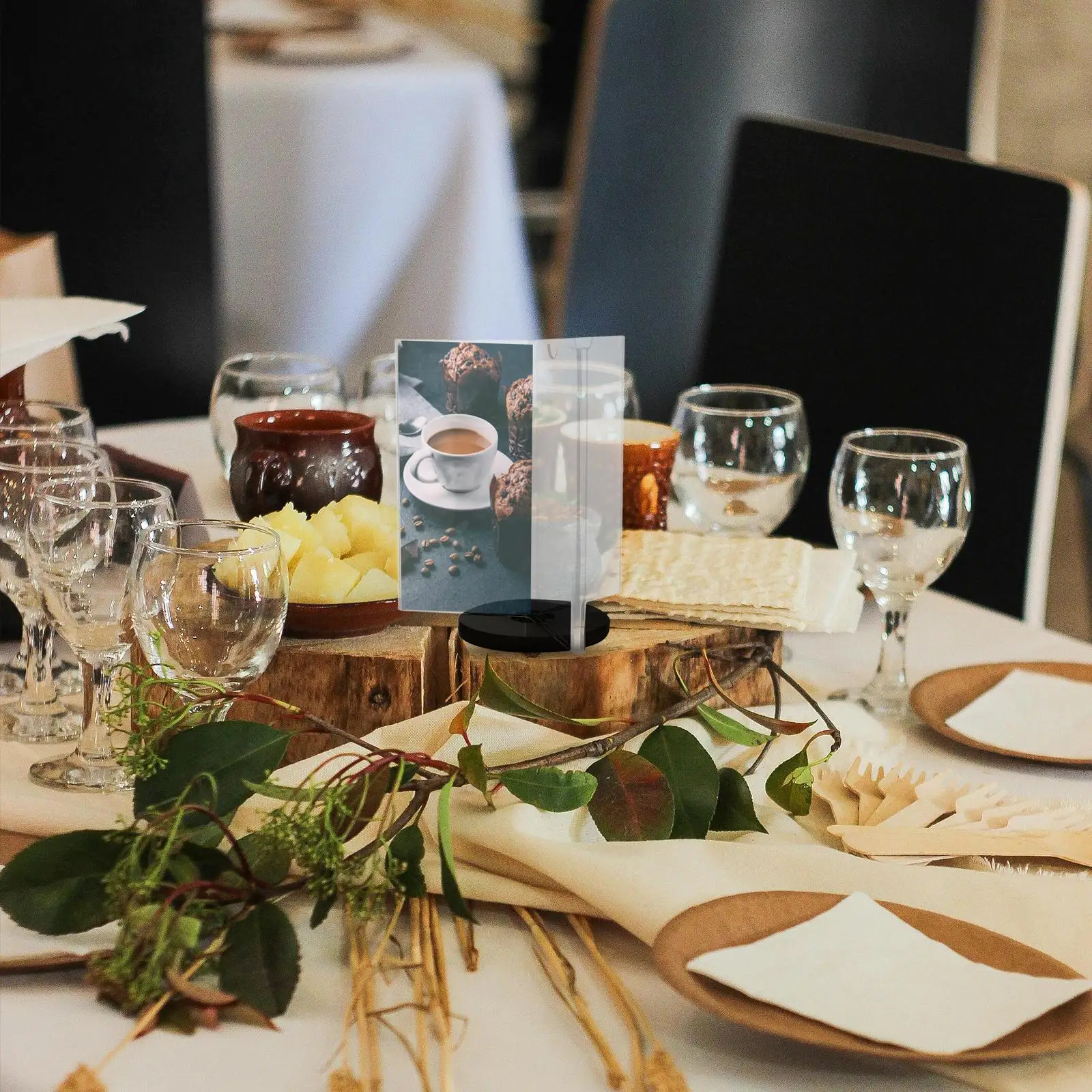 Acrylic Menu Holder Tabletop Sign Multi-side Stand Display with Base Holders Vertical for