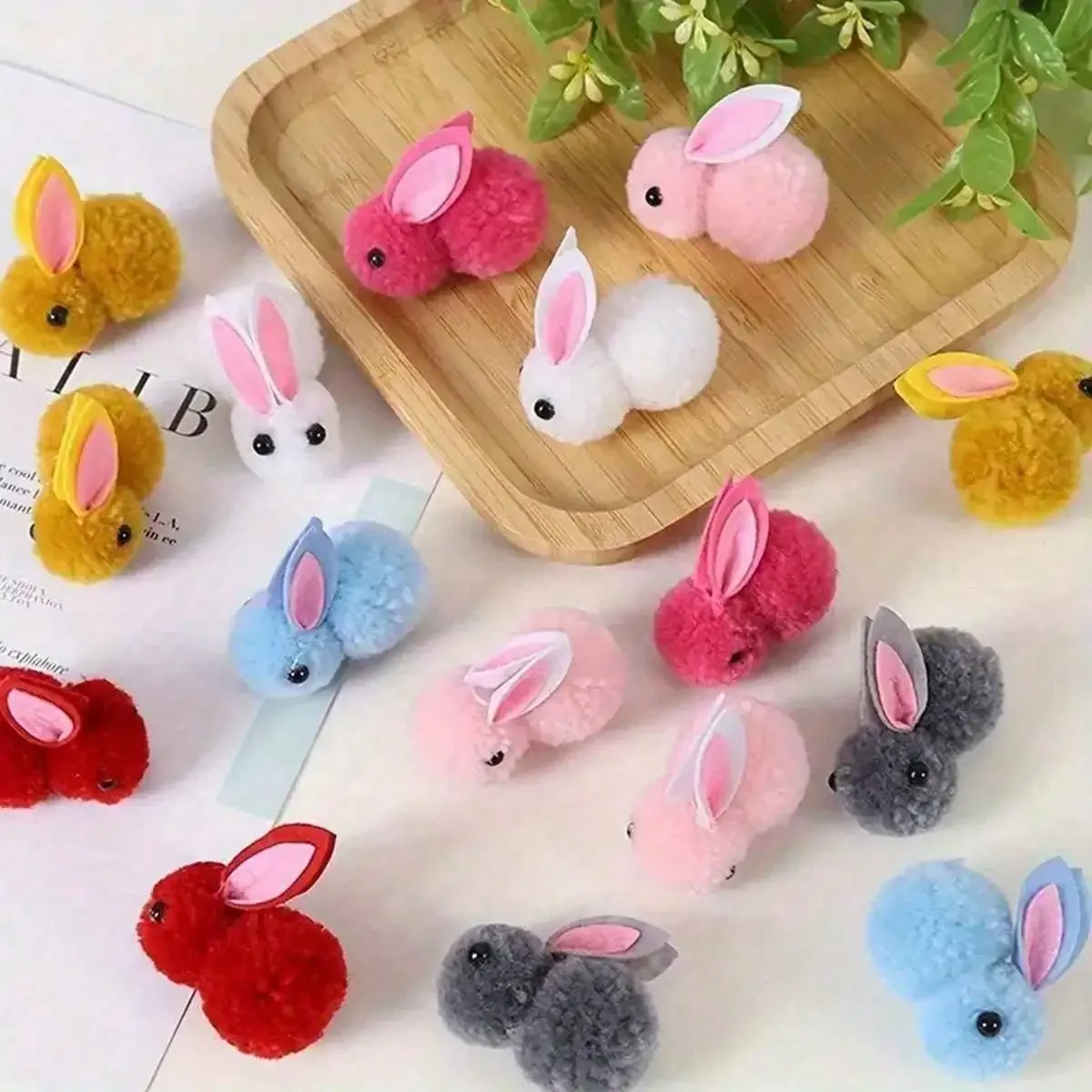 

5PCS Simulation Plush Little Rabbit, Plush Material Diy Accessories, Easter Party Arrangement Props