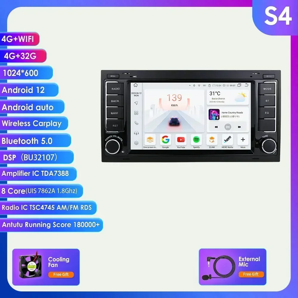 Hizpo 2Din 360 Camera Auto Intelligente Systemen Android 14 Autoradio voor VW Volkswagen Touareg Transporter T5 MMultimedia Carplay