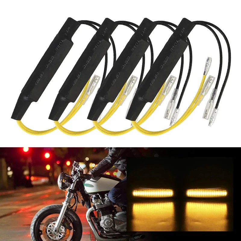4pc Motorcycle LED Turn Signal Lights Cement Indicator Load Resistor 12V 21W Fault Decoder Solve Blinker Error 26 Ohm