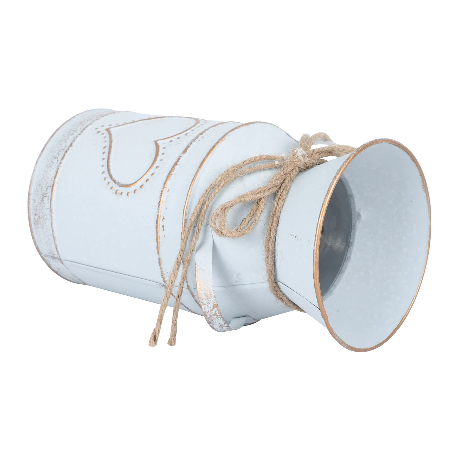 

1Pcs Galvanized Flower Vase Vintage Decorative Metal Craft Flower Arrangement Container Stable Desk Display Rustic Home