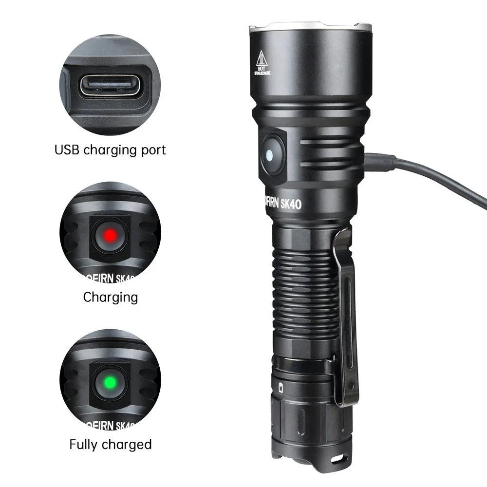SOFIRN SK40 3200lm Taktische Taschenlampe 580m Leistungsstarke Helle SFT70 LED IP68 Wasserdichte Taschenlampe mit Doppelschalter NEU – Detail 19