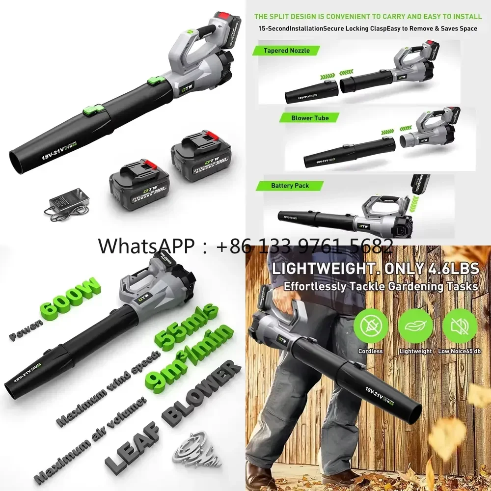 WSQ DTWA6-0008 Professional-Grade Cordless Leaf Blower High-Speed Copper-Core Motor Lithium-Ion Battery Lawn Care