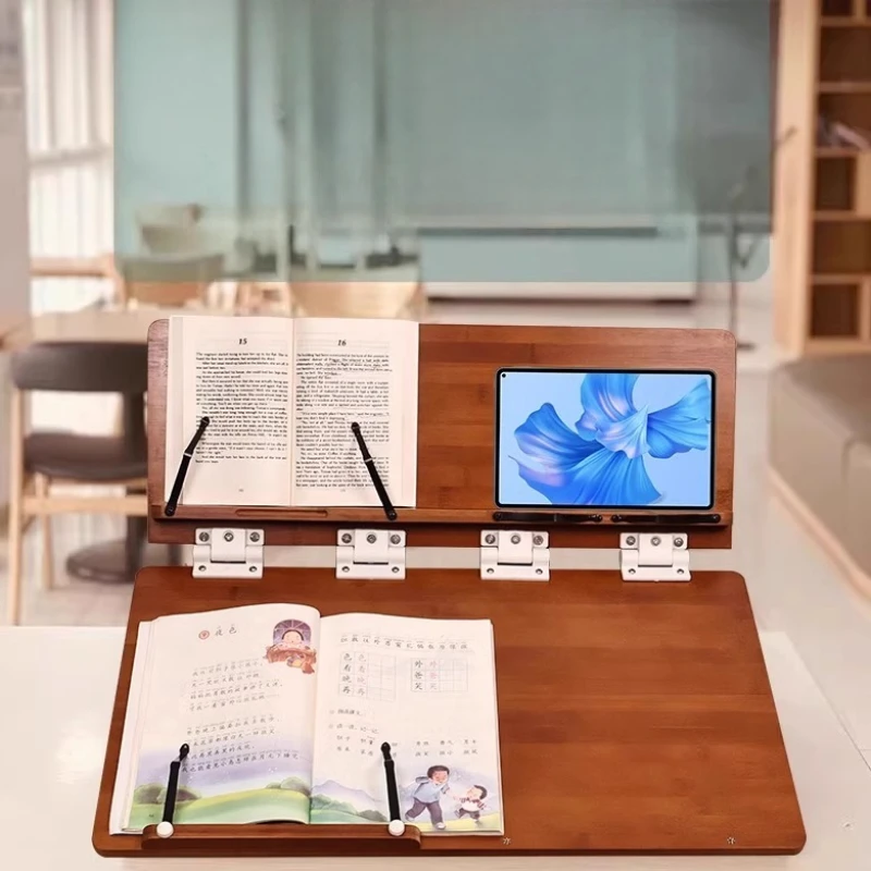 Extra Large Bamboo Reading Stand Adjustable Book Holder for Kids/Students/Calligraphy Multi-Angle Desk Notebook PC Organizer - Image 5