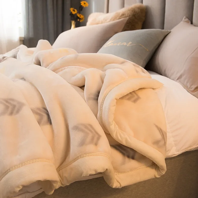 Printed Blanket Soft Skin-friendly Warm Double-layer Thicken Blanket Student Dormitory Office Nap Shawl Car Homestay Blanket