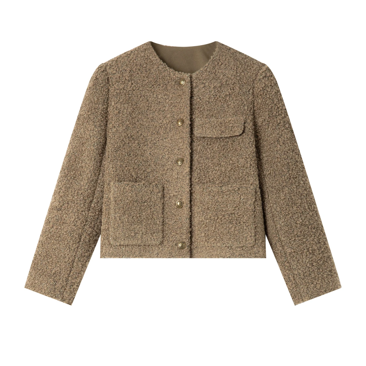 VIMLY معطف سميك قصير للنساء أنيق من الصوف مزيج الصوف سترة تويد للسيدات معاطف فاخرة برقبة مستديرة ملابس نسائية شتوية 2025 M9159