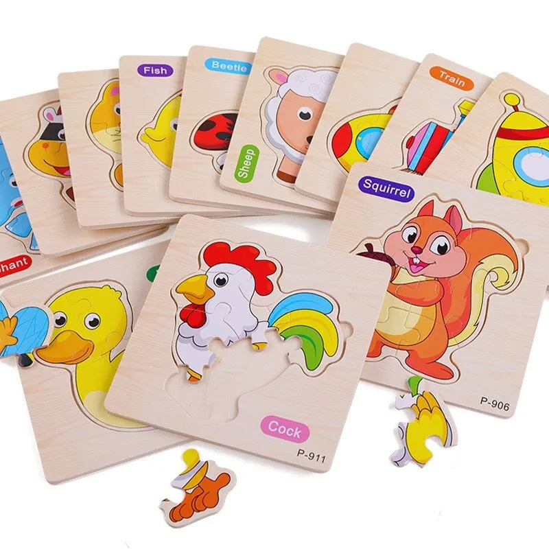 3 szt. losowy kolor puzzle zabawki 3d wczesna edukacja drewniane puzzle puzzle puzzle dla niemowląt puzzle planszowe zabawki — zdjęcie 2