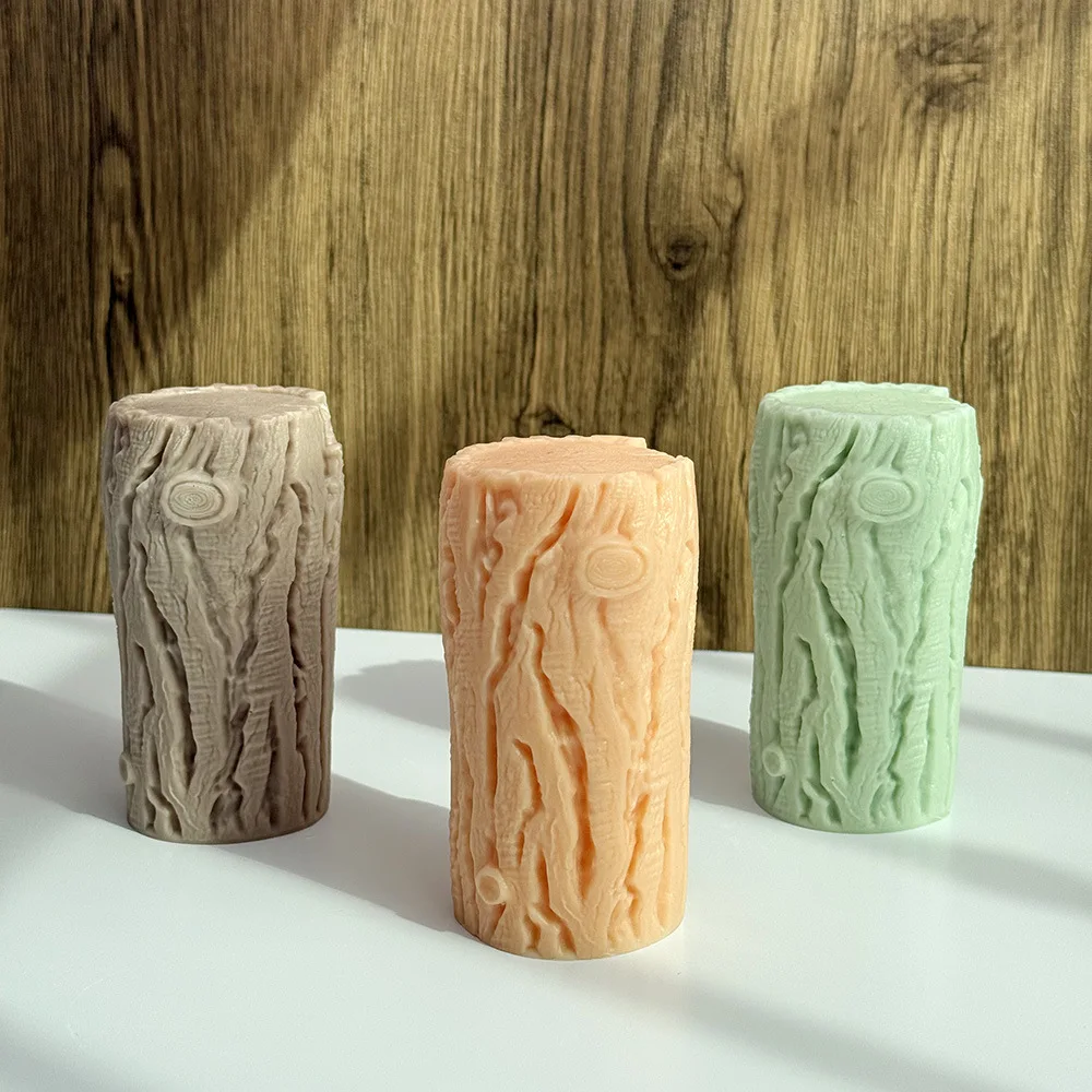 قالب سيليكون لصناعة يدوية شموع الجبس المعطرة مع جذع شجرة تصميم الحبوب الخشبية أدوات خبز الكعك هدية منزلية #6