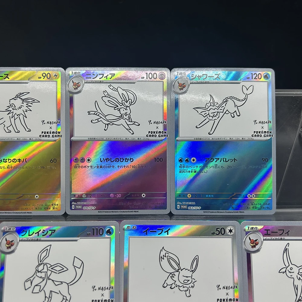 لتقوم بها بنفسك أنيمي PTCG جمع بطاقة Eevee الأسرة Leafeon Flareon Espeon Vaporeon الانكسار اللون فلاش احباط بطاقة هدايا عيد الميلاد