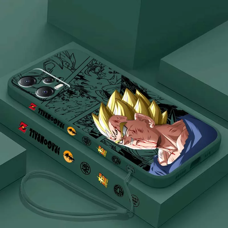 

Cartoon Super Saiyan Portrait For Xiaomi Redmi Note 14 13 12 12S 11 11S Pro Plus 4G 5G Liquid Left Rope Soft Phone Case