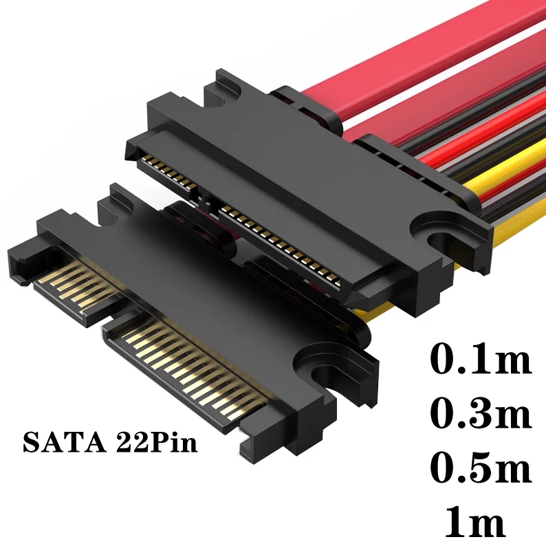 Sata 22 pines macho a hembra Cable de extensión Sata SATA 22 pines macho a hembra 7 + 15 pines Sata Cable combinado de alimentación de datos disco duro